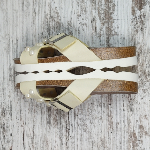 🟧NWOT Ethem Genuins Cream Pearl Slide Sandal - Picture 10 of 16
